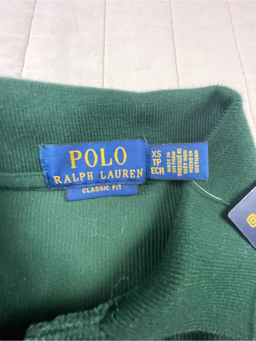 Ralph Lauren Forest Green Textured Velour Short-Sleeve Polo Shirt XS